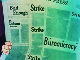 Screenshots from the 1944 UPA cartoon Hell-Bent for Election
