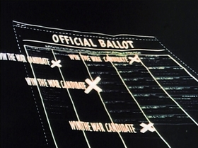 Screenshots from the 1944 UPA cartoon Hell-Bent for Election