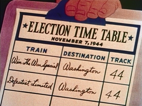 Screenshots from the 1944 UPA cartoon Hell-Bent for Election