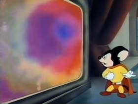 Screenshots from the 1945 Terrytoons cartoon Mighty Mouse Meets Bad Bill Bunion
