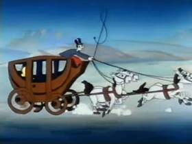 Screenshots from the 1945 Terrytoons cartoon Mighty Mouse Meets Bad Bill Bunion