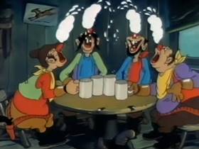 Screenshots from the 1945 Terrytoons cartoon Mighty Mouse Meets Bad Bill Bunion