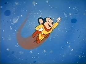 Screenshots from the 1945 Terrytoons cartoon Mighty Mouse Meets Bad Bill Bunion