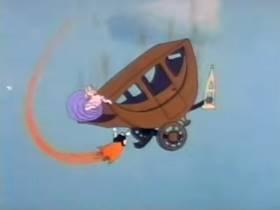 Screenshots from the 1945 Terrytoons cartoon Mighty Mouse Meets Bad Bill Bunion