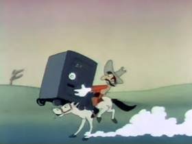 Screenshots from the 1945 Terrytoons cartoon Mighty Mouse Meets Bad Bill Bunion