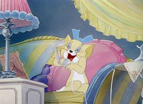 Screenshots from the 1945 MGM cartoon The Mouse Comes to Dinner