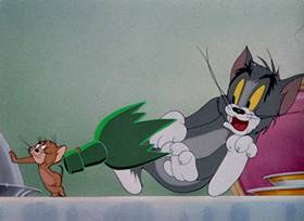 Screenshots from the 1945 MGM cartoon The Mouse Comes to Dinner