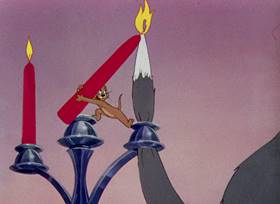 Screenshots from the 1945 MGM cartoon The Mouse Comes to Dinner