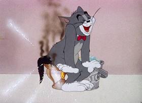 Screenshots from the 1945 MGM cartoon The Mouse Comes to Dinner