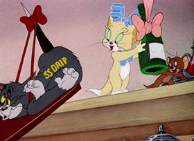 Screenshots from the 1945 MGM cartoon The Mouse Comes to Dinner