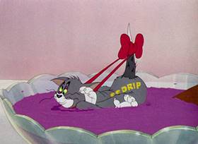 Screenshots from the 1945 MGM cartoon The Mouse Comes to Dinner