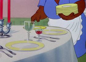 Screenshots from the 1945 MGM cartoon The Mouse Comes to Dinner