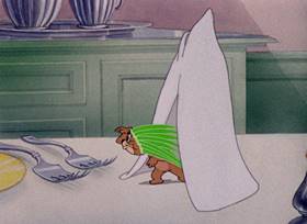 Screenshots from the 1945 MGM cartoon The Mouse Comes to Dinner