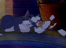 Screenshots from the 1945 MGM cartoon Mouse in Manhattan