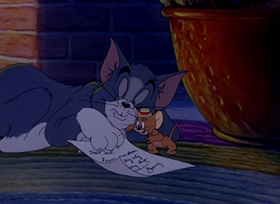 Screenshots from the 1945 MGM cartoon Mouse in Manhattan