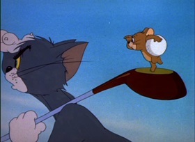 Screenshots from the 1945 MGM cartoon Tee for Two