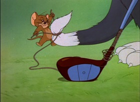 Screenshots from the 1945 MGM cartoon Tee for Two