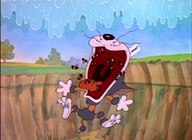 Screenshots from the 1945 MGM cartoon Tee for Two