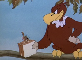 Screenshots from the 1945 MGM cartoon Flirty Birdy
