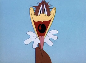 Screenshots from the 1945 MGM cartoon Flirty Birdy