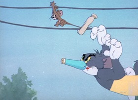 Screenshots from the 1945 MGM cartoon Flirty Birdy