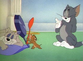 Screenshots from the 1945 MGM cartoon Quiet Please
