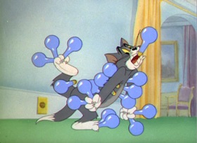 Screenshots from the 1945 MGM cartoon Quiet Please