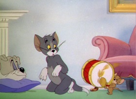 Screenshots from the 1945 MGM cartoon Quiet Please
