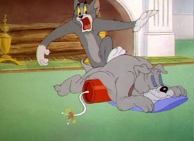 Screenshots from the 1945 MGM cartoon Quiet Please