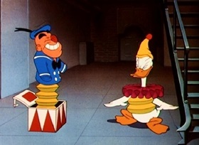 Screenshots from the 1945 Disney cartoon The Clock Watcher