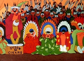 Screenshots from the 1945 Disney cartoon Californy 