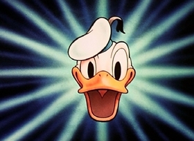 Screenshots from the 1945 Disney cartoon Cured Duck