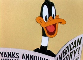 Screenshots from the 1945 Warner Bros. cartoon Draftee Daffy