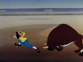 Screenshots from the 1946 Terrytoons cartoon Throwing the Bull