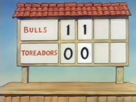 Screenshots from the 1946 Terrytoons cartoon Throwing the Bull
