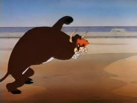 Screenshots from the 1946 Terrytoons cartoon Throwing the Bull