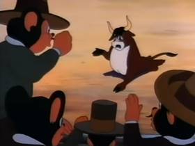 Screenshots from the 1946 Terrytoons cartoon Throwing the Bull