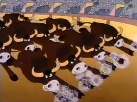 Screenshots from the 1946 Terrytoons cartoon Throwing the Bull