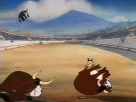 Screenshots from the 1946 Terrytoons cartoon Throwing the Bull