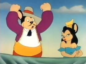 Screenshots from the 1946 Terrytoons cartoon Throwing the Bull