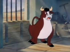 Screenshots from the 1946 Terrytoons cartoon Throwing the Bull