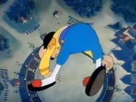 Screenshots from the 1946 Terrytoons cartoon Throwing the Bull