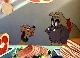 Screenshots from the 1946 Disney cartoon Pluto