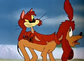 Screenshots from the 1946 Disney cartoon Pluto