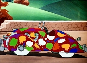 Screenshots from the 1946 Disney cartoon Wet Paint