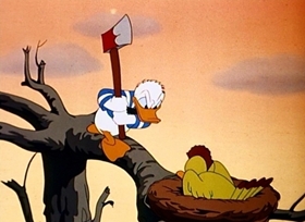 Screenshots from the 1946 Disney cartoon Wet Paint