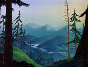 Screenshots from the 1946 Disney cartoon The Martins and the Coys