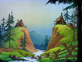 Screenshots from the 1946 Disney cartoon The Martins and the Coys