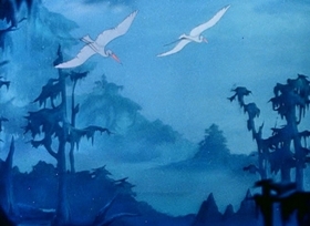 Screenshots from the 1946 Disney cartoon Blue Bayou