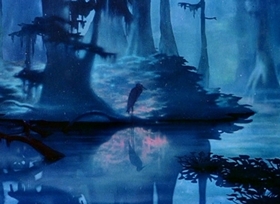 Screenshots from the 1946 Disney cartoon Blue Bayou